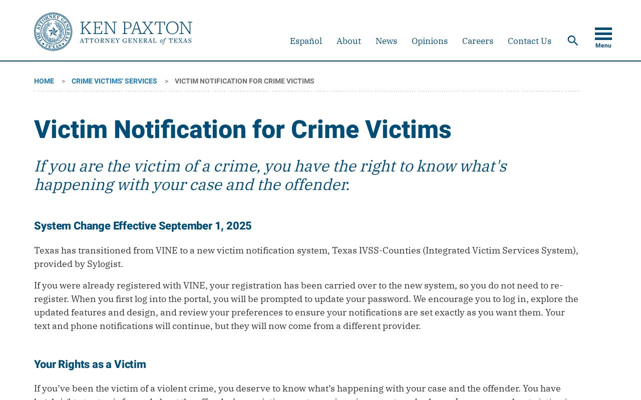 Texas Attorney General page explaining the IVSS-Counties transition from VINE